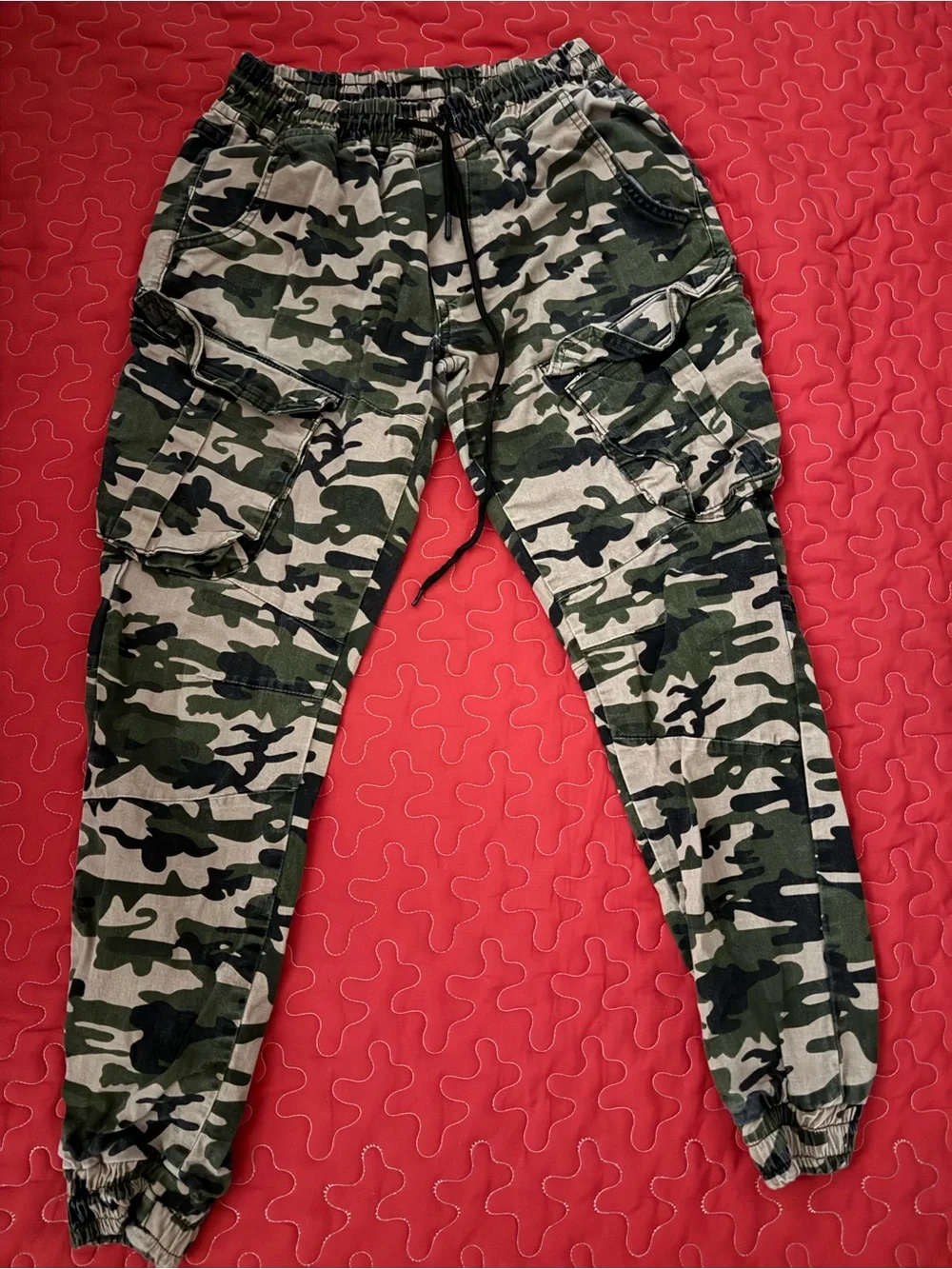 Kids Green Camo Cargo Jogger Sweatpants